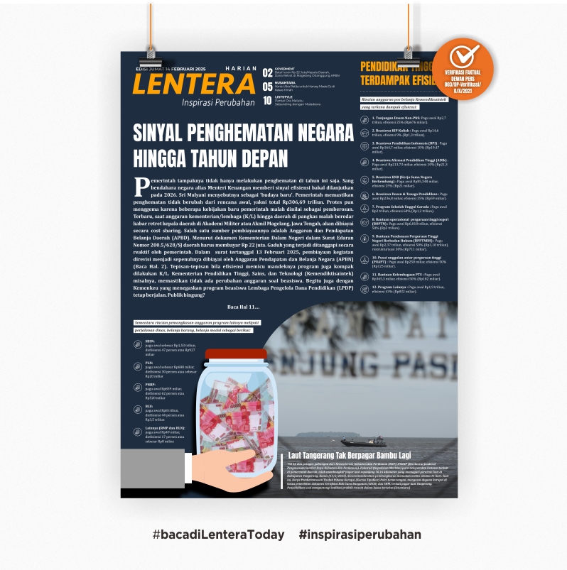 Sinyal Penghematan Negara hingga Tahun Depan (Koran, Jumat 14/2/2025)