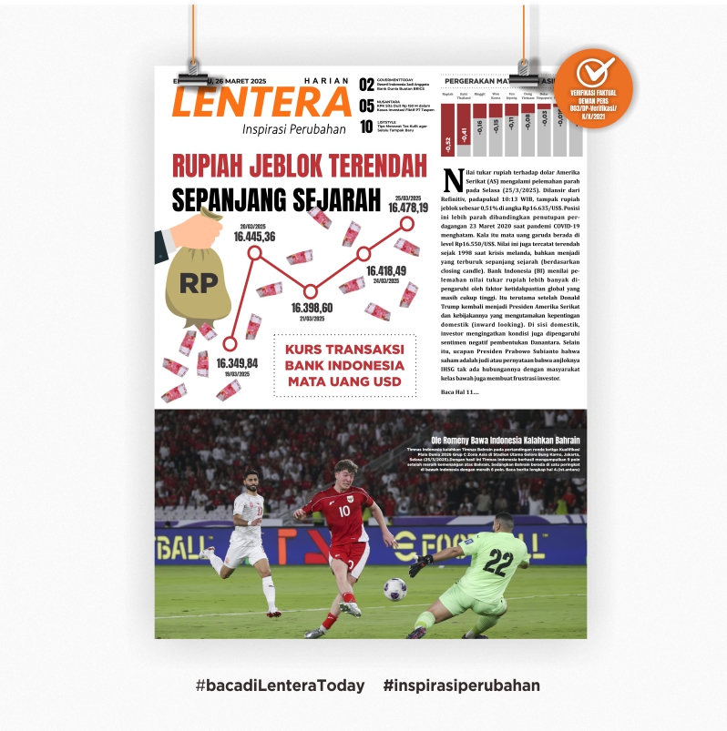 Rupiah Jeblok Terendah Sepanjang Sejarah (Koran Rabu, 26/3/2025)