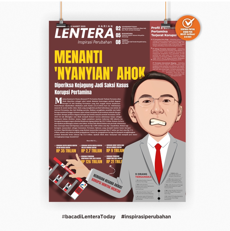 Menanti 'Nyanyian' Ahok (Koran Kamis, 13/3/2025)