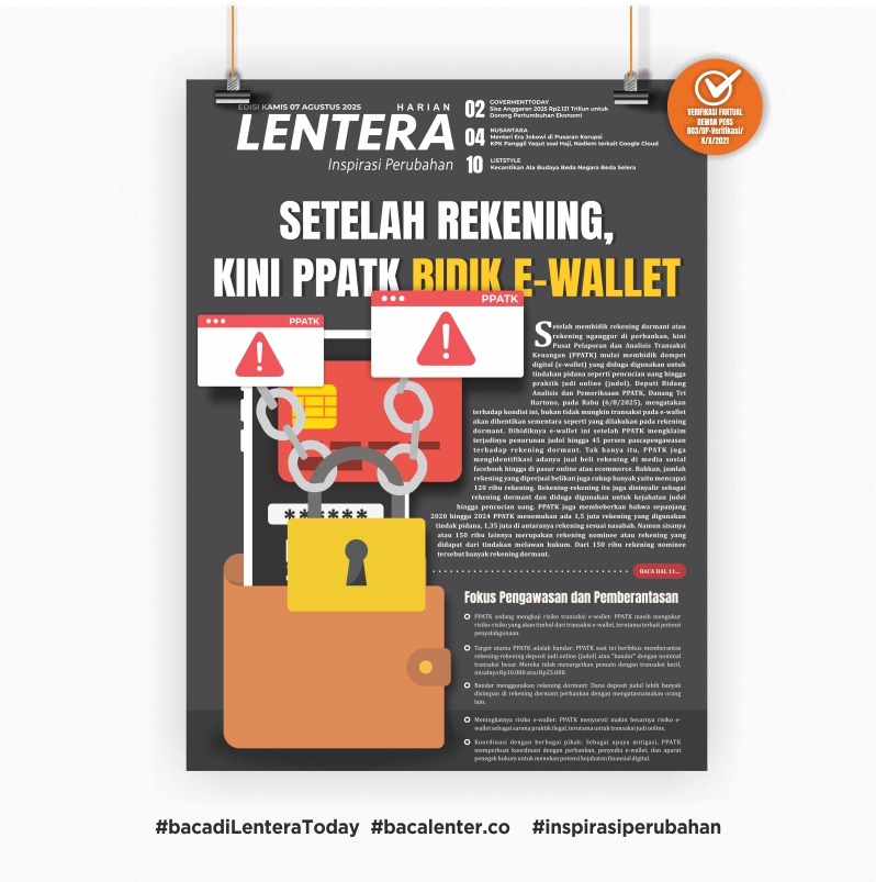 Setelah Rekening, Kini PPATK Bidik E-wallet (Koran Kamis, 7/8/2025)