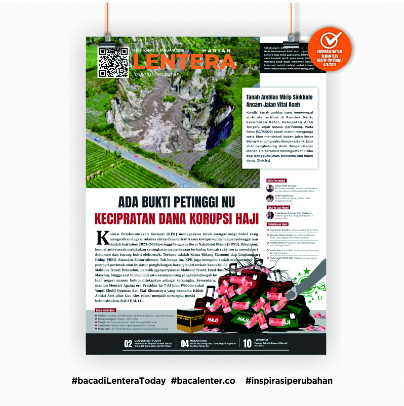 Ada Bukti Petinggi NU Kecipratan Dana Korupsi Haji (Koran Kamis, 15 Januari 2026)
