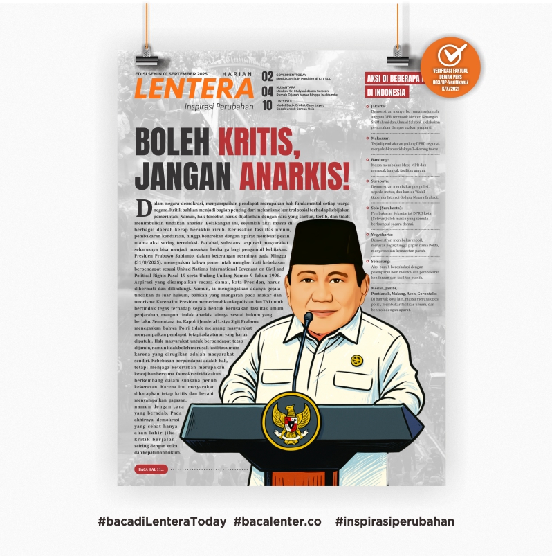 Boleh Kritis, Jangan Anarkis! (Koran Senin, 1/9/2025)