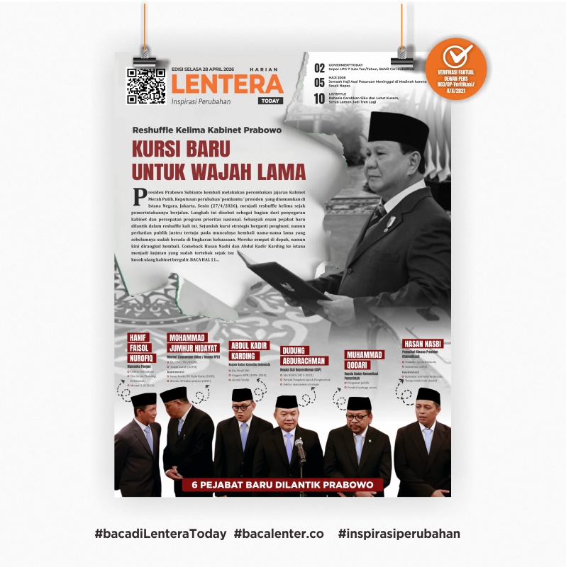 Reshuffle Kelima Kabinet Prabowo, Kursi Baru untuk Wajah Lama (Koran Selasa, 28 April 2026)