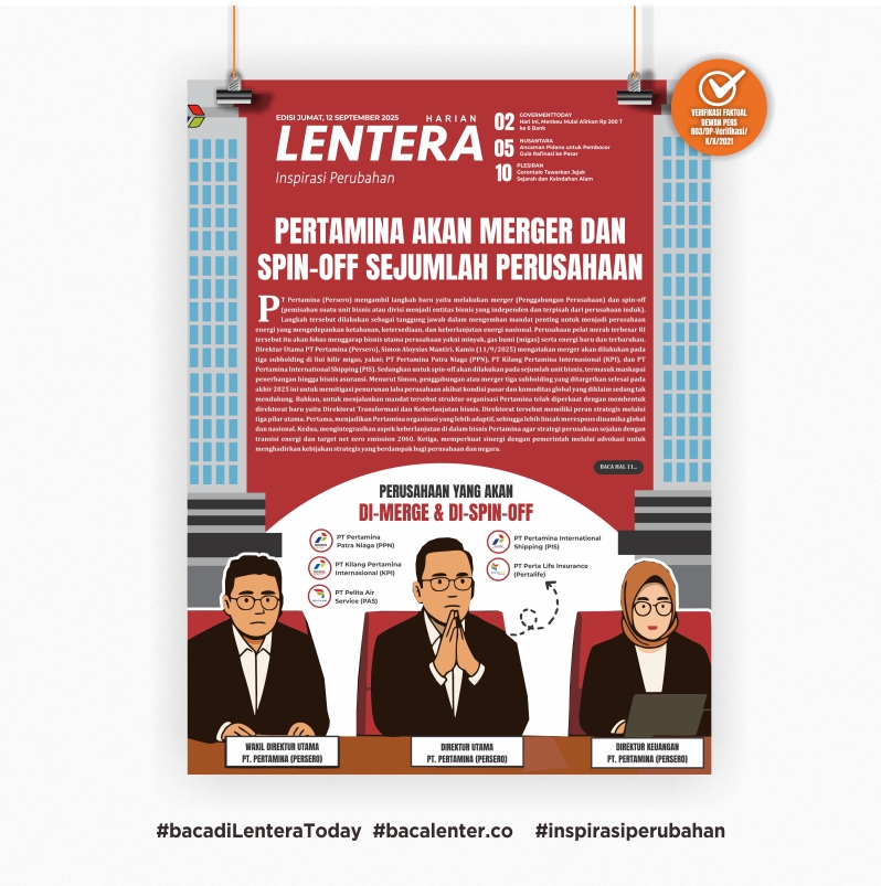 Pertamina Akan Merger dan Spin-off Sejumlah Perusahaan (Koran Jumat, 12/9/2025)